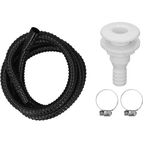 Tuyau De Pompe De Cale, 3/4 Pouces 2,05m Kit D’Installation Marin Colliers Inclus ABS + Caoutchouc Système de Vidange Flexible pour Bateaux (1/5)