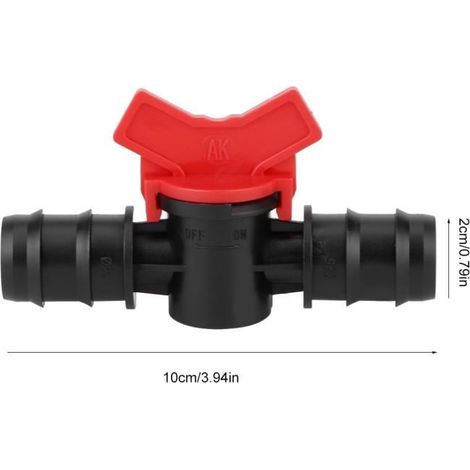 2 Interrupteur de vanne, plastique noir et rouge, diamètre 2 cm, longueur 10 cm, pour aquarium et pompe à eau (1/4)