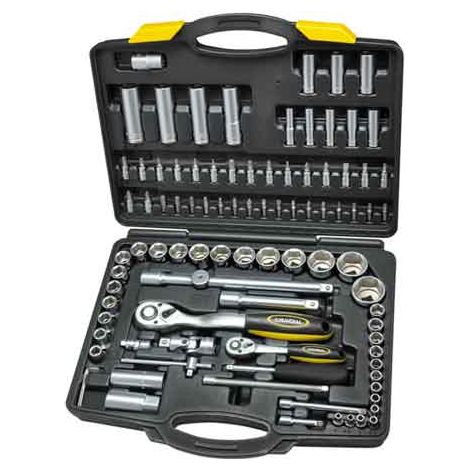 KASTEN MIT 94 STECKNÜSSEN UND ZUBEHÖR MUNDIAL 1/4" - 1/2"