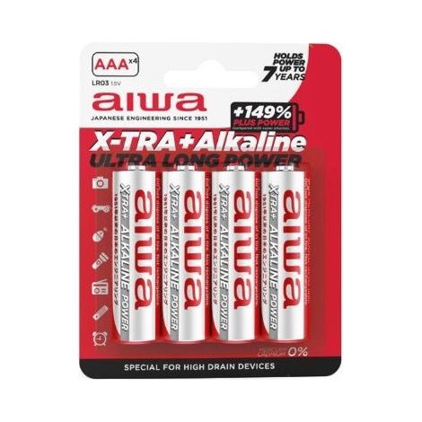 Aiwa Pilas alcalinas AB-AAALR03/4 AAA (LR03) con Capacidad de 140 min