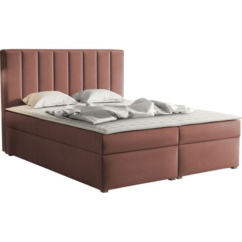 Lit boxspring Pomona 116, Magic velours 2258, Continental, Double, 140x200, Tissu, Disponible, 143x215x115cm