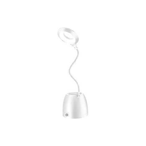 Augenschonende Schreibtischlampe, 3 Beleuchtungsmodi & stufenlose Dimmung, Schreibtischleuchte mit wiederaufladbarem 2000-mAh-Akku (USB), Stifthalter & Handyhalterung