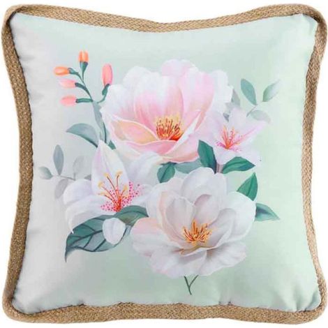Coussin Déco Imprimé "Alissia" 40x40cm Menthe (1/3)