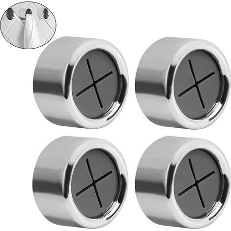 Lot de 4 Porte-Torchons Autocollant, Ronde Porte Torchon Ventouse, Attache Torchon, Accroche Torchons Adhesif, Sans Perçage Ronde Crochet à Serviette, pour Salle de Bain, Cuisine et Ménage (1/5)