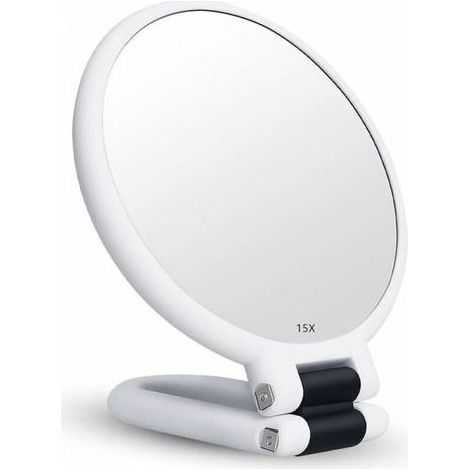 Miroir grossissant 15x miroir pliant double face avec poignée, miroir de maquillage de poche miroir teinté miroir pliant de coiffeur adapté à divers détails de maquillage (1/4)