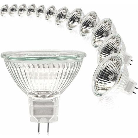Ampoule Halogène MR16 GU5.3 12V 20W Dimmable Blanc Chaud 2700K Spot Lumière Douce Lot de 12 (1/5)