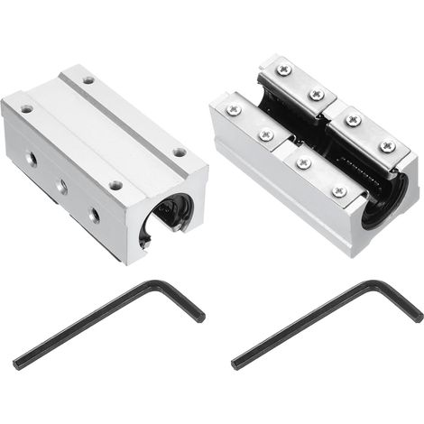 2Pcs Linear Bearing Block SBR16LUU 16mm Open Long Slide Block for Linear Guide Shafts SBR16 Sliding Rails As Part For Printer, Silver Tone (1/5)