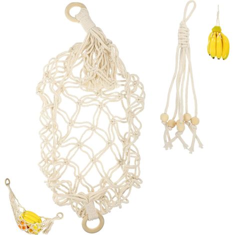 Hamac réutilisable en coton blanc pour fruits et légumes à suspendre la maison (1/5)