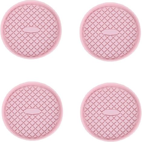 Ensemble de 4 porte-gobelets, accessoires antidérapants en silicone, épaisseur 0,69 cm, lavables, pour intérieur de voiture, rose (1/5)