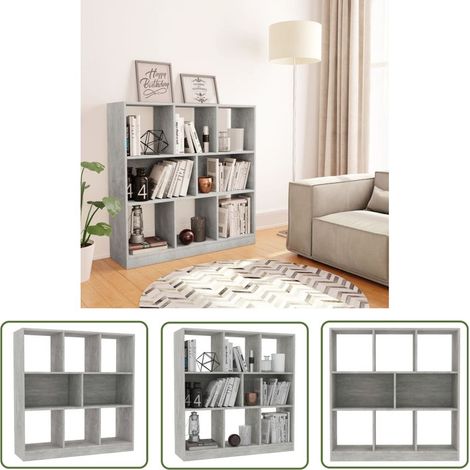 INLIFE Bibliothèque Gris béton 97,5 x 29,5 x 100 cm Aggloméré (1/5)