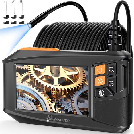 Camera Endoscopique 10M avec Écran et Lumière, 1920P HD Camera Inspection Canalisation Industrielle, Écran IPS 4,3 Pouces et 8 LED Réglables, No App No WiFi Caméra Câble Semi-Rigide (33FT) (1/5)