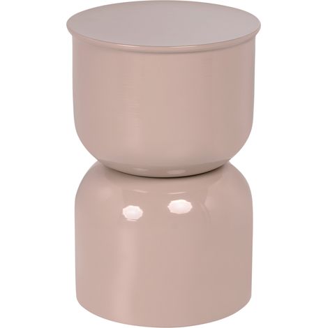 Mesa auxiliar elegante redonda de hierro pintada para interiores peana beige claro Letta