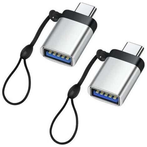 BUNTHAUS Adaptateur USB C vers USB 3.0 (Pack de 2), Adaptateur USB C Mâle vers USB 3.0 Femelle Compatible avec Téléphone, Ordinateur Portable, PC (Argent) (1/4)