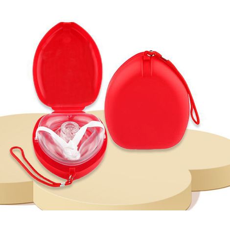 Masque de réanimation cardio-respiratoire, valve de contrôle respiratoire, bouche-à-bouche pour la formation aux premiers secours (rouge) (1/5)