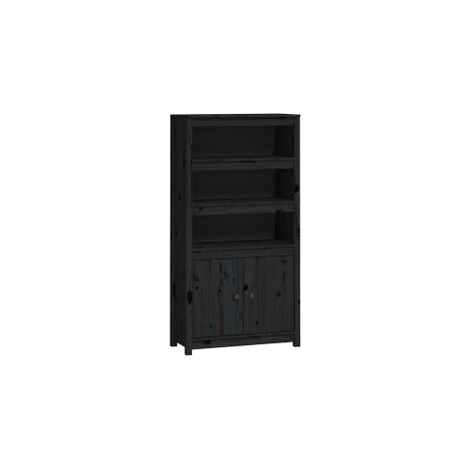 Buffet haut Noir 80x35x154 Bois massif de pin (1/5)
