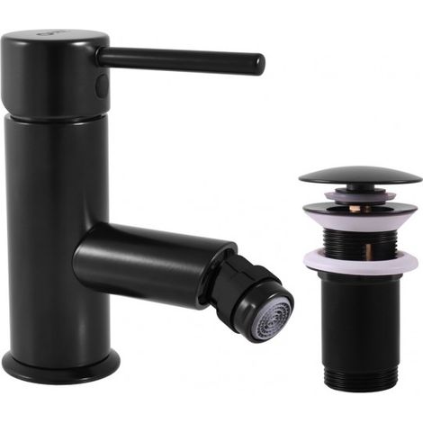 Mitigeur bidet SEINA avec bonde en laiton noir (1/4)