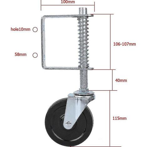 4 Inch Rubber Gate Wheel Spring Loaded Swivel Caster Heavy Duty 220lbs Load Capacity-- (1/5)