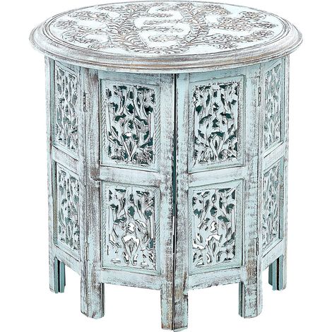 Side Table BORAI Mango Wood Light Blue (1/5)