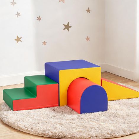 Ensemble 4 Blocs Mousse Motricité Enfants 150 cm Simili PU (1/5)