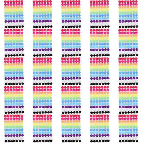 25 feuilles d'autocollants ronds à points de couleur pour le codage couleur, étiquettes de classification colorées, étiquettes adhésives à points-Colorful
