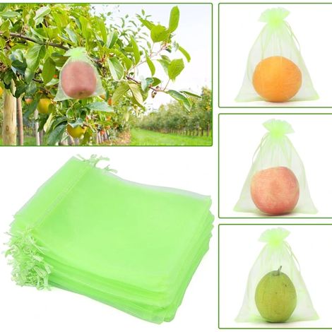 Filiyano-Sacs de protection pour raisins, 100 sacs de protection pour fruits, sacs en organza respirant avec cordon de serrage 30 cm x 20 cm (1/5)