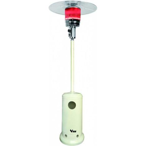Estufa de exterior hongo redondo Vigor con farol de gas blanco
