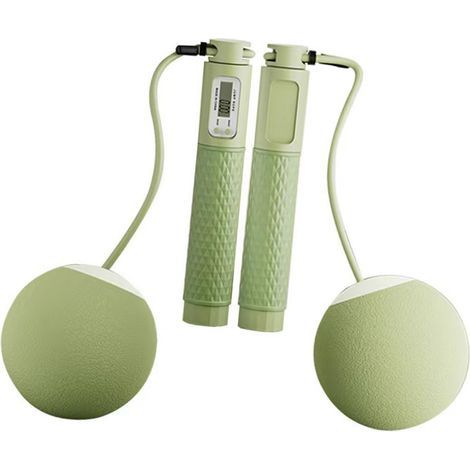 Jump rope with counter, smart electronic weight ball without rope, for indoor and outdoor fitness exercise, green