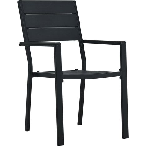 Lot de 2 Chaises d'extérieur - Chaises de jardin Noir PEHD Aspect de bois fr2104 - Maison La Vie (1/5)