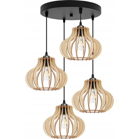 Hängelampe, Deckenleuchter, Holz, LED-Lampenschirm