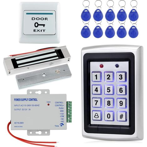 Le système de contrôle d'accès Prend en Charge 1 000 utilisateurs, y Compris Un Clavier en métal, Une Alimentation DC 12 V, Un verrou magnétique de 180 kg, Un Bouton de déverrouillage de (1/5)