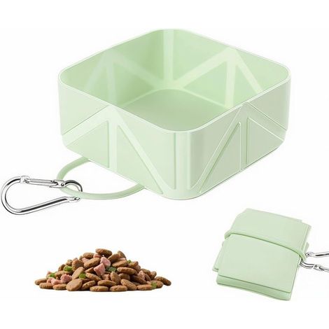 Simpatica ciotola pieghevole in silicone per cani con moschettone. Ciotola portatile per cibo e acqua, ideale per viaggi, escursioni e campeggio. Si ripiega per adattarsi a (1/5)
