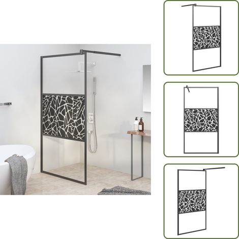 Mampara de ducha negra - vidaXL Mampara ducha vidrio esmerilado diseño piedras negro 100x195 cm - Mampara de ducha ajustable