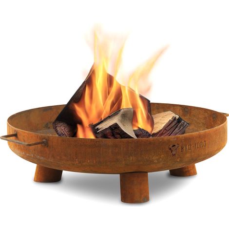 BBQ-Toro Feuerschale Ø 60 cm, Rostoptik, Outdoor Dreibein Feuerstelle für Garten und Terrasse