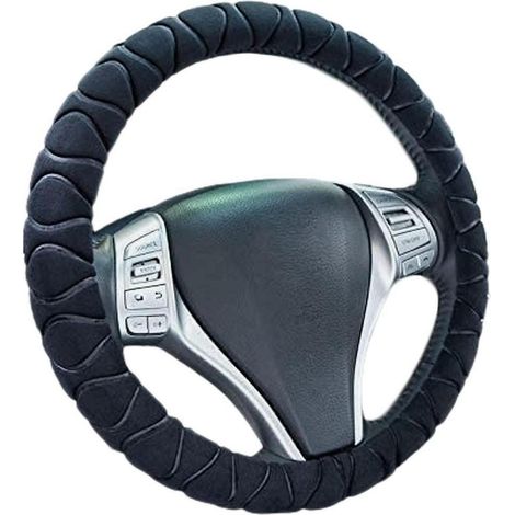 Housse de volant universelle en peluche douce antidérapante pour 37-39 cm noir (1/5)