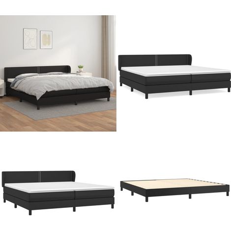 Boxspringbett mit Matratze Schwarz 200x200 cm Kunstleder - Boxspringbett - Doppelbett - Bettenrahmen - Luxusbett - Schwarzes Bett - Home & Living (1/5)