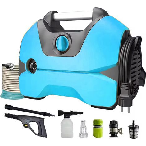 Laveuse électrique haute pression 3000W portable, pistolet polyvalent lavage voiture, machine pour sols, jardin, maison et voiture, Bleu (1/5)