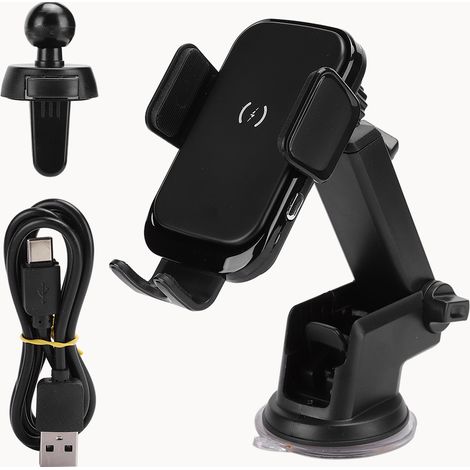 Chargeur Sans Fil Voiture 15W Rapide - Support Téléphone Portable avec Charge Rapide et Dispositif de Chargement Haute Vitesse - Noir (1/5)