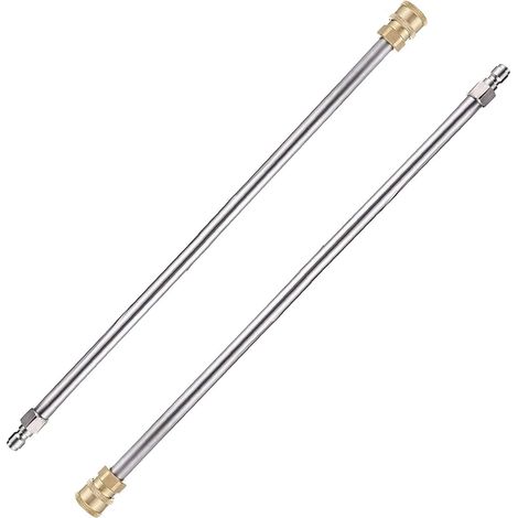 Lot de 2 rallonges pour nettoyeur haute pression avec raccord rapide , 4 000 psi, pistolet pulvérisateur, environ 40 cm (1/5)