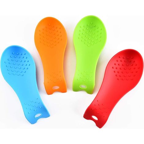 Repose-cuillère silicone 4 pièces, résistant à la chaleur, porte-ustensiles pour cuisinière (1/3)