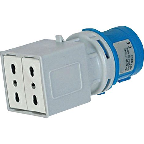 Adattatore Elettrico Industriale Spina CEE 2P+T 1unel bipasso