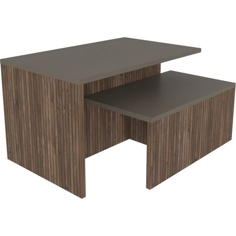Tavolo nido in legno 2 pezzi "Twins" 72 x 45 x 42 cm - Taupe