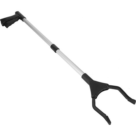 Pinces à déchets pliables multifonctions, longues, avec manche noir et tube argenté. (1/5)