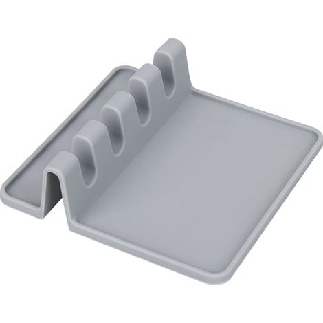 CSPARKV Spoon Rest Kitchen Utensil Rest Kitchen Utensil Holder Ladle Spatula Cover Lid,Silicone Holder with Drainer,Tool to Protect Worktop,Backsplash and Hob(Greymm) (1/4)