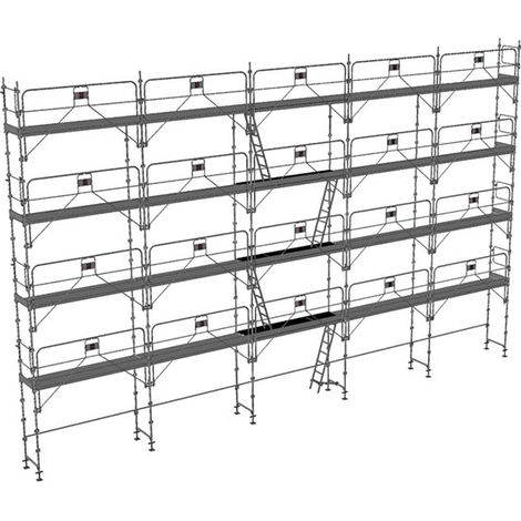 Gerüst 160m² - Stellrahmen + Gerüstböden + Bordbretter + Geländer - DUO160GC-SPP