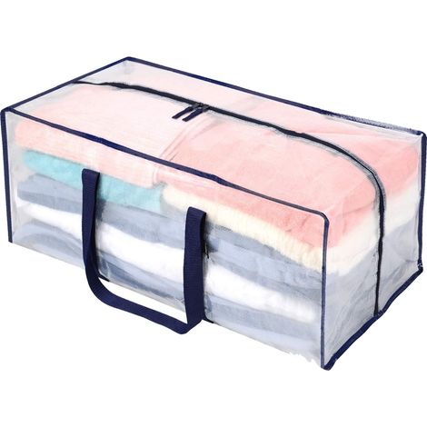 Sacs de rangement transparents – Sacs de déménagement à fermeture éclair, sacs transparents très résistants avec poignées pour vêtements, couvertures. (1/5)