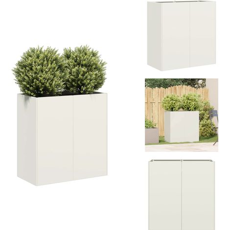 Jardinière blanc 80x40x80 cm acier laminé à froid - Jardinière - Jardinières - Pot De Fleurs - Support De Jardinière (1/5)
