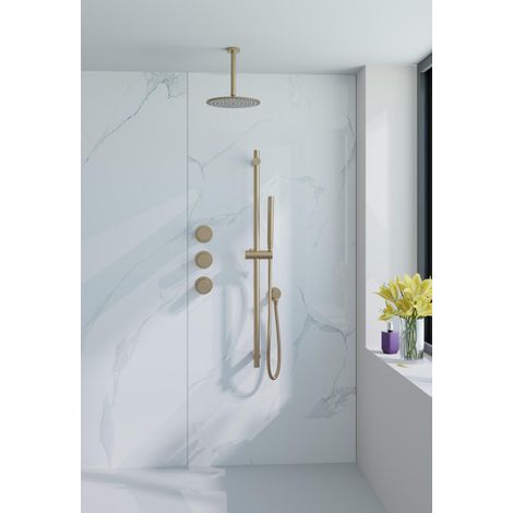 Fortifura Nebbio Ensemble de douche pluie - robinet encastré - élément encastré - barre de douche - flexible de douche en métal - douchette bâton -