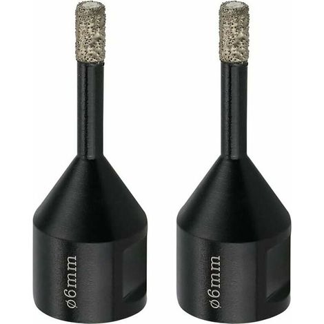 2x Foret diamant M14 6 mm, coupe à sec, pour carrelage céramique et marbre, compatible meuleuse d'angle (1/5)
