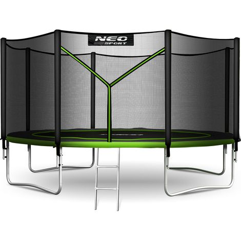 Trampolino da giardino Neo-Sport da 374 cm (12 piedi) con rete e scaletta per esterni. (1/5)