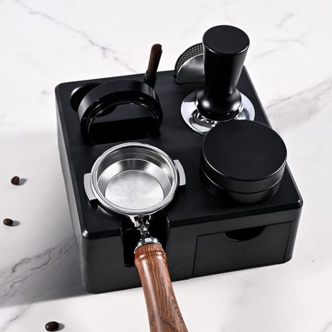 Station de Bourrage Universelle Barista (51-58mm), Antidérapant Tamperstation, Réglable Tamping Station, Café Tamper Station pour Stockage Tasseur Café, Barista(À l'exclusion des accessoires) (1/5)